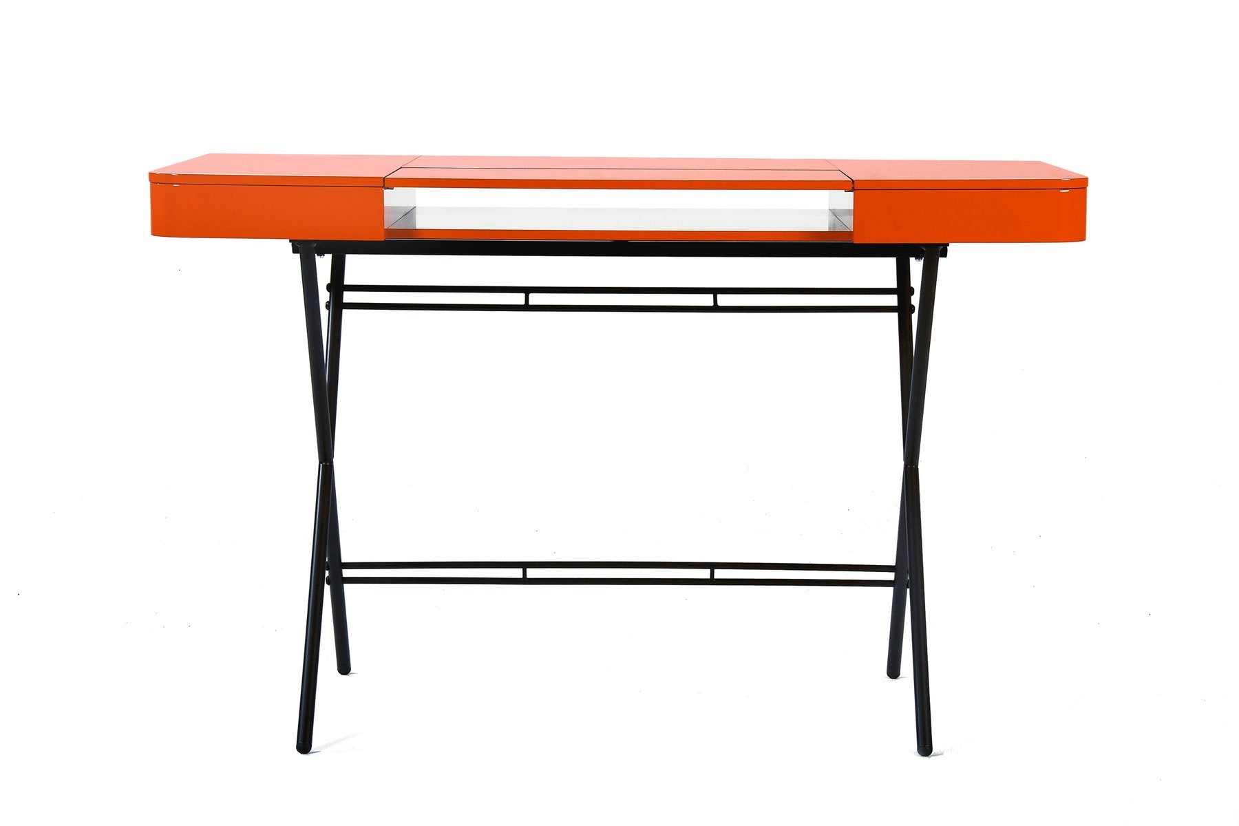 Cosimo Desk with Orange Glossy Lacquered Top by Marco Zanuso Jr. for Adentro, 2017