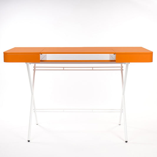 Cosimo Desk with Orange Glossy Lacquered Top by Marco Zanuso Jr. for Adentro