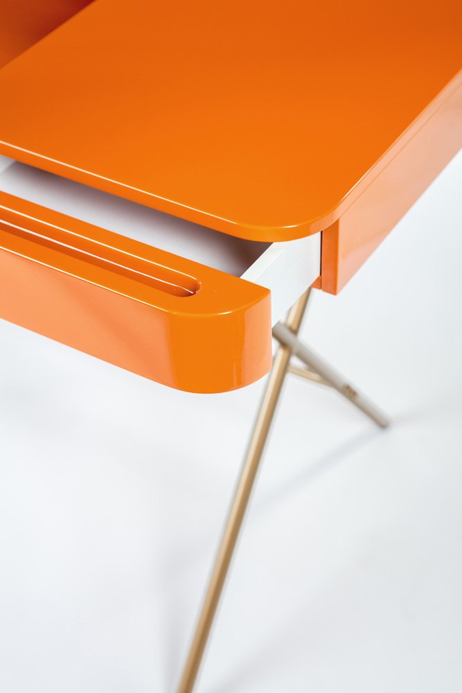 Cosimo Desk with Orange Glossy Lacquered Top by Marco Zanuso Jr. for Adentro