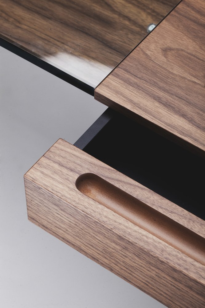 Cosimo Desk with Walnut Veneer and Bronze Lacquered Frame by Marco Zanuso Jr. for Adentro