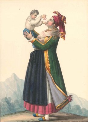 Costume dell'Isola di Procida - Watercolor by M. De Vito - 1820 ca. 1820 c.a.-ZCI-757868