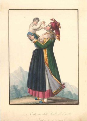 Costume dell'Isola di Procida - Watercolor by M. De Vito - 1820 ca. 1820 c.a.-ZCI-757868