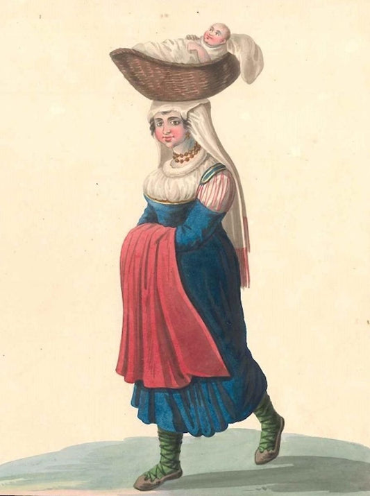 Costume di Cajazzo - Watercolor by M. De Vito - 1820 ca. 1820 c.a.