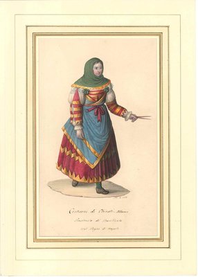 Costume di Chieuti Albanesi - Watercolor by M. De Vito - 1820 ca. 1820 c.a.-ZCI-758792