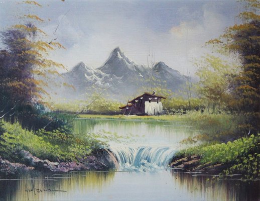 Cottage at the Foot of the Mountain, Oil on Canvas-ZYI-1339195