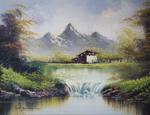 Cottage at the Foot of the Mountain, Oil on Canvas-ZYI-1339195