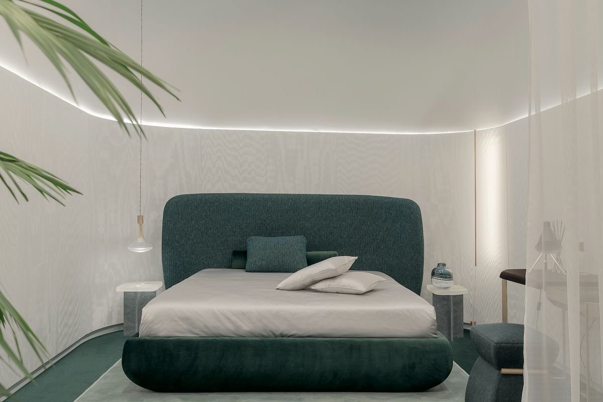 Cottonflower Wool & Velvet Bed by Daniel Nikolovski & Danu Chirinciuc for Kabinet