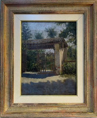 Country Gate, Oil Painting on Canvas, Early 20th Century, Framed-PKM-1717577