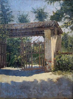 Country Gate, Oil Painting on Canvas, Early 20th Century, Framed-PKM-1717577