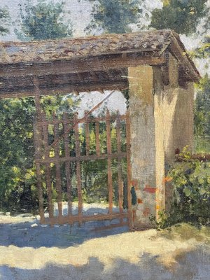 Country Gate, Oil Painting on Canvas, Early 20th Century, Framed-PKM-1717577