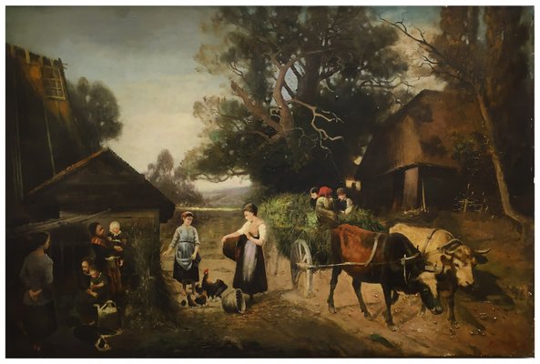 Country Landscape, Italian School, Oil on Canvas, Framed-YUW-1305089