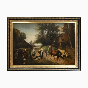 Country Landscape, Italian School, Oil on Canvas, Framed-YUW-1305089