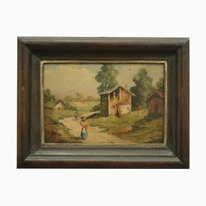 Country Scene, Italian Painting, 2006, Oil on Board, Framed-YUW-1312112