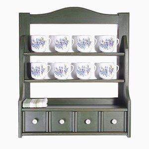 Country Style Green Kitchen Wall Unit with Mugs, 1930s, Set of 9-IND-1767509