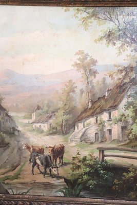 Country Town Landscape, 1890, Oil Painting on Canvas, Framed, Set of 2-DCO-2016103