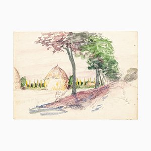 Countryside - Original Watercolor on Paper by Jean Raymond Delpech - 20 Century 20th Century-ZCI-758106