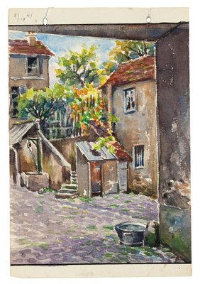 Countryside - Watercolor by French Master - Mid 20th Century Mid 20th Century-ZCI-761897