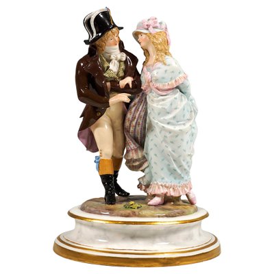 Couple Dressed in Empire Style Costume Figurine Group attributed to H. Goeschl for Meissen, 1940s