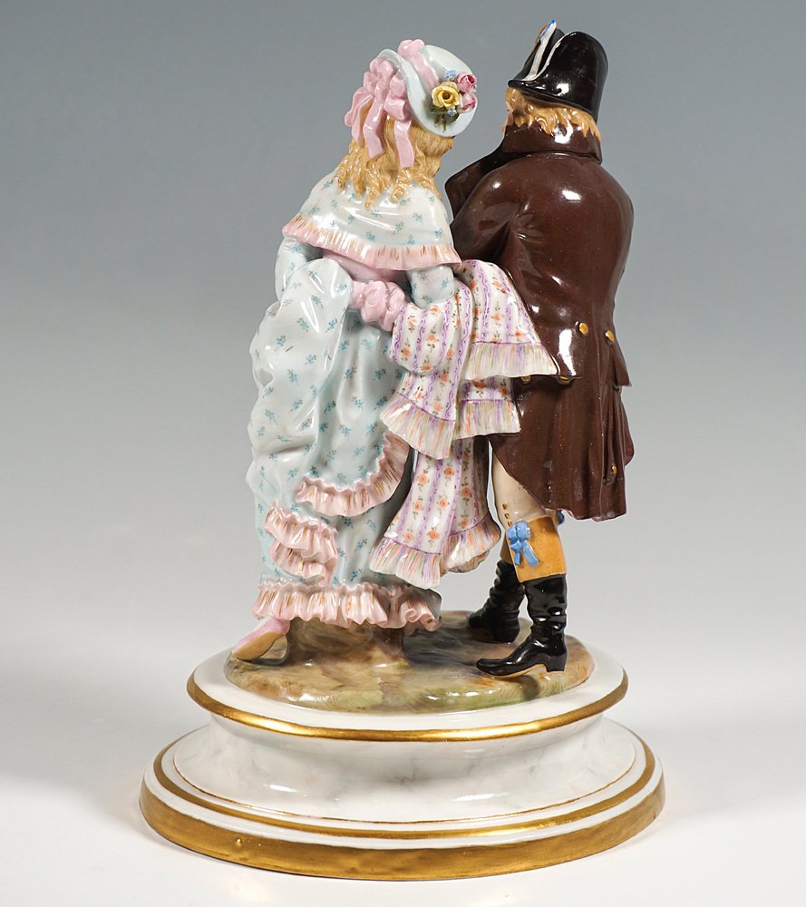 Couple Dressed in Empire Style Costume Figurine Group attributed to H. Goeschl for Meissen, 1940s