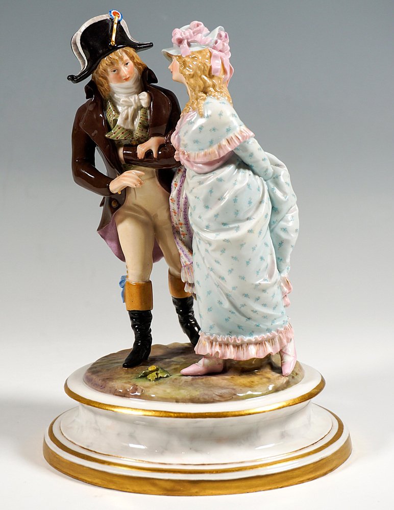 Couple Dressed in Empire Style Costume Figurine Group attributed to H. Goeschl for Meissen, 1940s-EMT-1804723