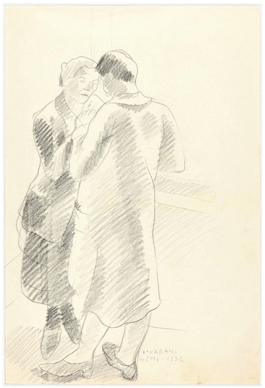 Couple of Lovers - Original Pencil Drawing by Ildebrando Urbani 1950 ca.