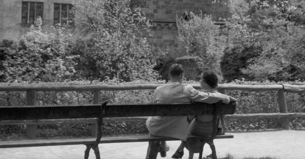 Couple on a Bench Front of Heidelberg Castle, Germany 1936, Printed 2021