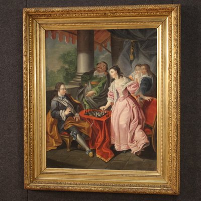 Couple Playing Chess, 1780s, Oil on Canvas, Framed-RP-2034861