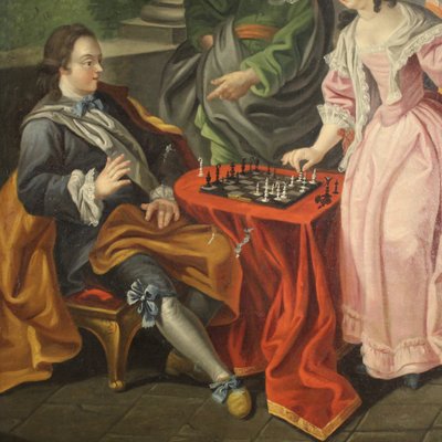 Couple Playing Chess, 1780s, Oil on Canvas, Framed-RP-2034861