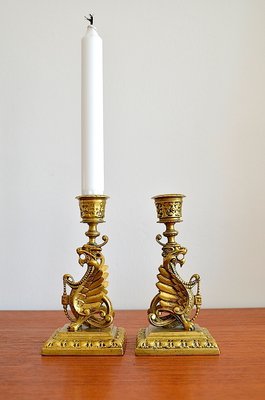 Couple Scandinavian Empire Candlesticks, 1870, Set of 2-OV-1005306