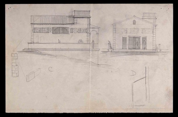 Couple Sketches, Original Drawing, Mid 20th-century-ZCI-1190200