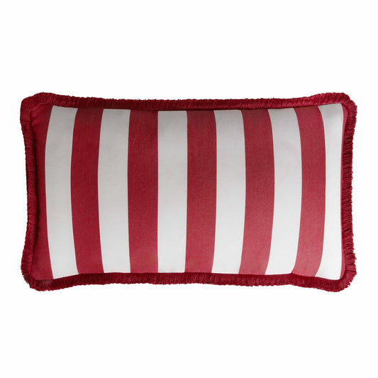 Couple Striped Outdoor Happy Cushion Cover with Fringes and Piping from Lo Decor, Set of 2