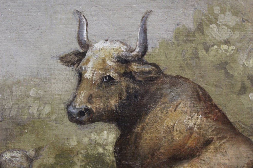 Cow and Sheep, 1800s, Oil on Canvas