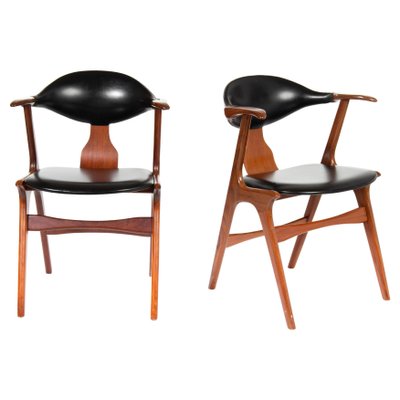 Cow Horn Dining Chairs attributed to Louis Van Teeffelen for AWA Holland, 1950s, Set of 3-ABO-1438835