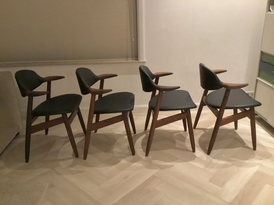 Cowhorn Dining Chairs from Tijsseling Nijkerk, 1950s, Set of 4-SU-782749