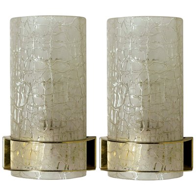 Crackle Glass Wall Light Fixtures from Hillebrand, 1960s, Set of 2-VDW-725601