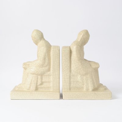 Crackle Glaze Ceramic Bookends from Ceramique De Bruxelles, Set of 2-IXK-940980