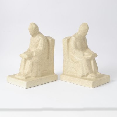 Crackle Glaze Ceramic Bookends from Ceramique De Bruxelles, Set of 2-IXK-940980