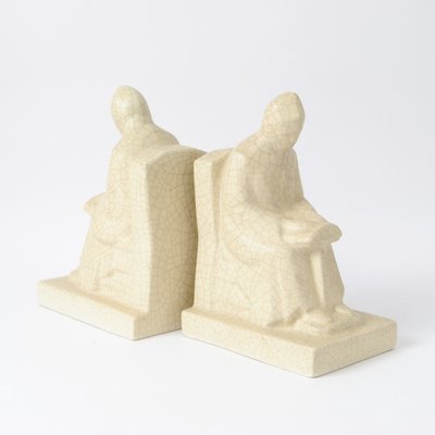 Crackle Glaze Ceramic Bookends from Ceramique De Bruxelles, Set of 2-IXK-940980