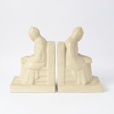 Crackle Glaze Ceramic Bookends from Ceramique De Bruxelles, Set of 2-IXK-940980