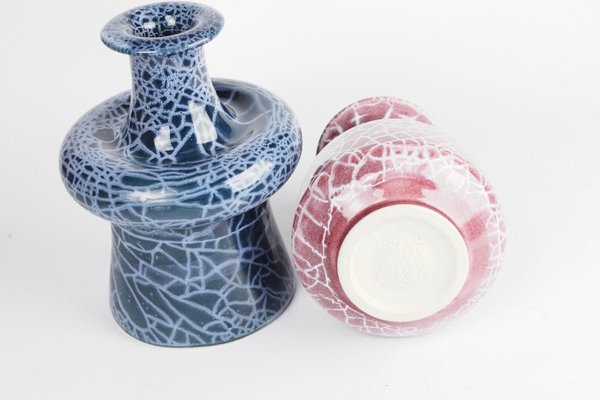 Crackle Glaze Vases by Gunnar Andersson for Höganäs, Set of 2-HYQ-1230722