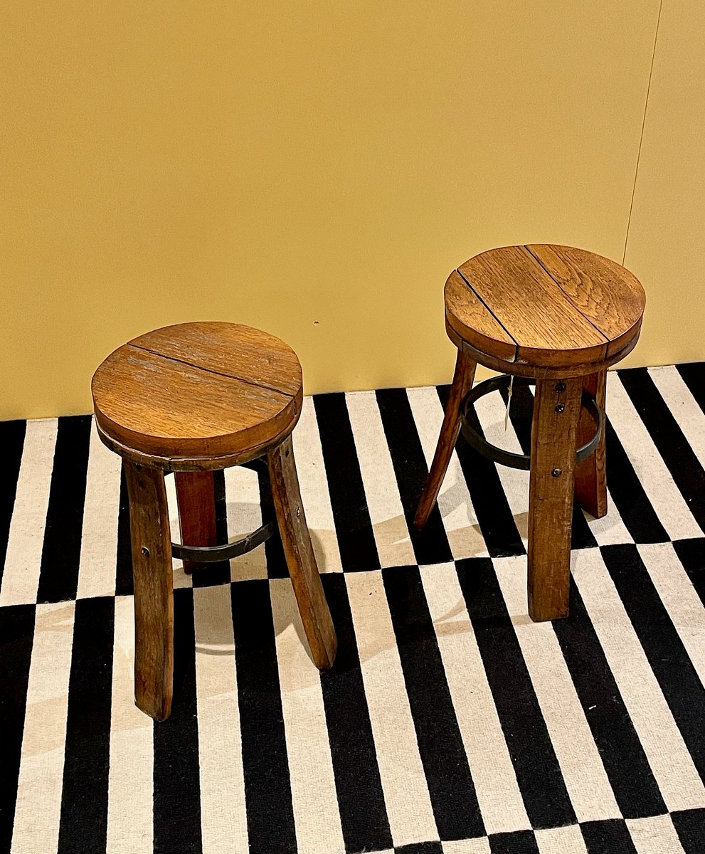 Craft Stools, France, 1950s, Set of 2