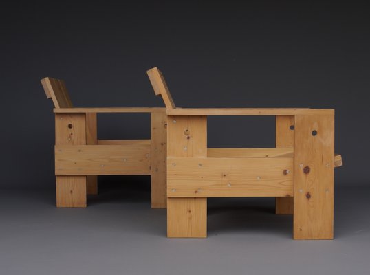 Crate Armchairs by Gerrit Rietveld for Gerard van de Groenekan, 1970s, Set of 2-MB-1358168