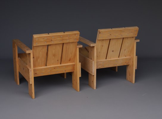 Crate Armchairs by Gerrit Rietveld for Gerard van de Groenekan, 1970s, Set of 2-MB-1358168