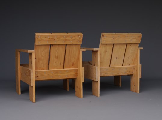 Crate Armchairs by Gerrit Rietveld for Gerard van de Groenekan, 1970s, Set of 2-MB-1358168