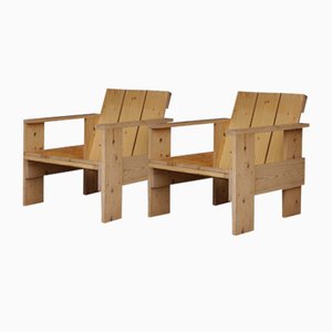 Crate Armchairs by Gerrit Rietveld for Gerard van de Groenekan, 1970s, Set of 2-MB-1358168