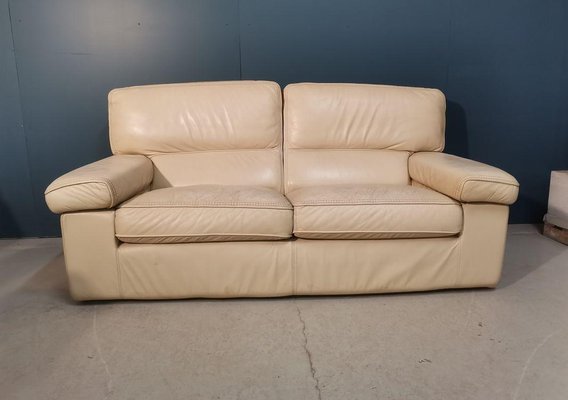 Cream Color Leather Sofa-HLV-1428928