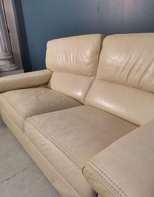 Cream Color Leather Sofa-HLV-1428928