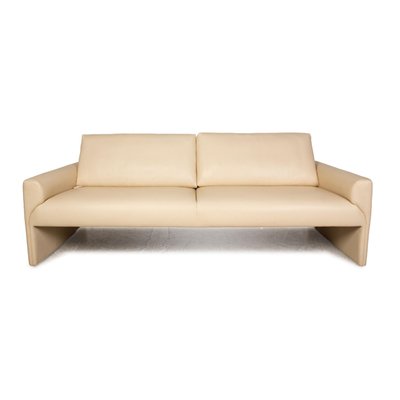 Cream Leather 3-Seater Sofa from FSM-RQW-1785897