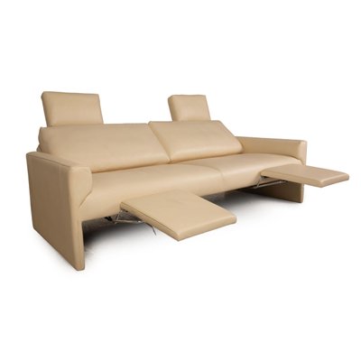 Cream Leather 3-Seater Sofa from FSM-RQW-1785897