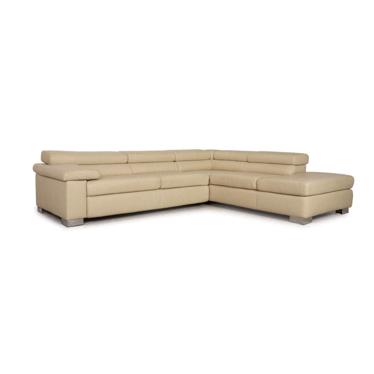 Cream Leather Courage Sofa & Ottoman from Ewald Schillig, Set of 2